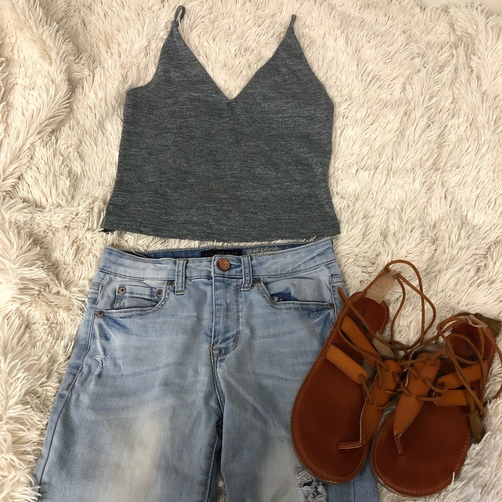 Me to We Grey Crop Top